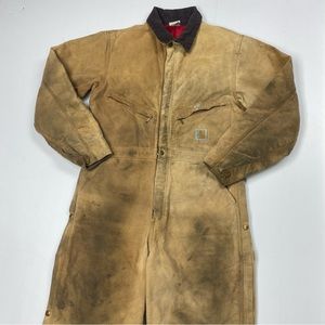 Vintage USA Made Carhartt Insulated Brown Duck Coveralls Sz 40R